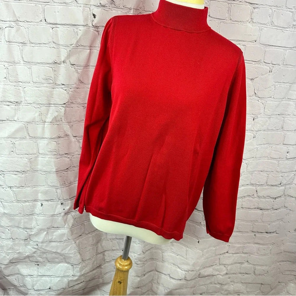 Talbots Sweaters - talbots petite red mock tutleneck knit top sz XL banded waist business casual